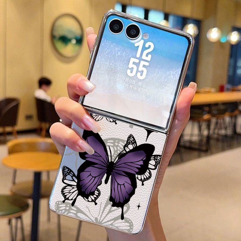 Phone Cases Z Fold 7 - Purple Butterfly PU Leather Phone Case