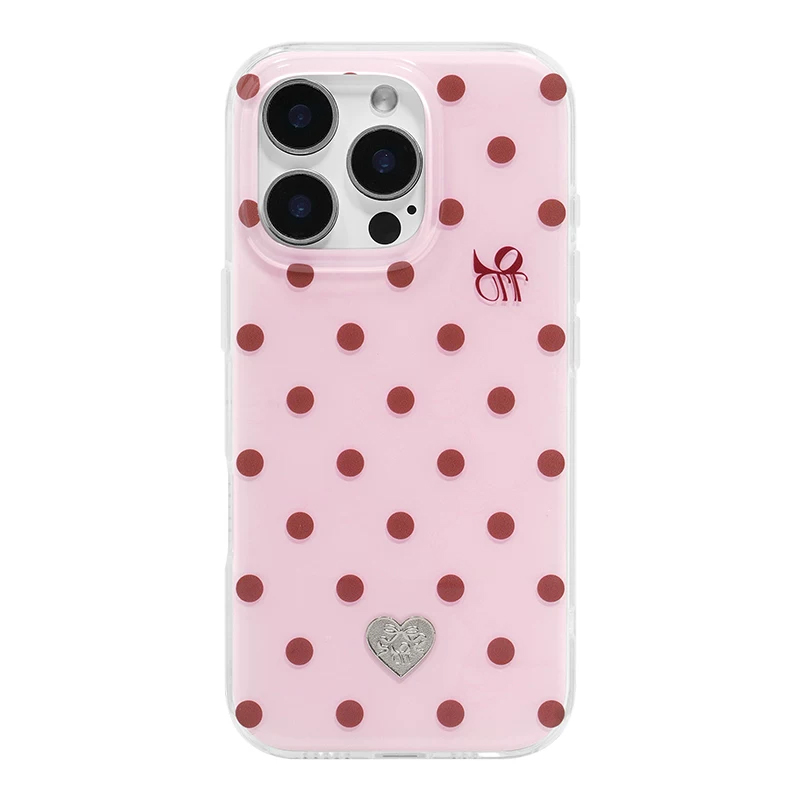 Phone Cases Y2K - Minimalist Pink Polka Dots Strawberry Print