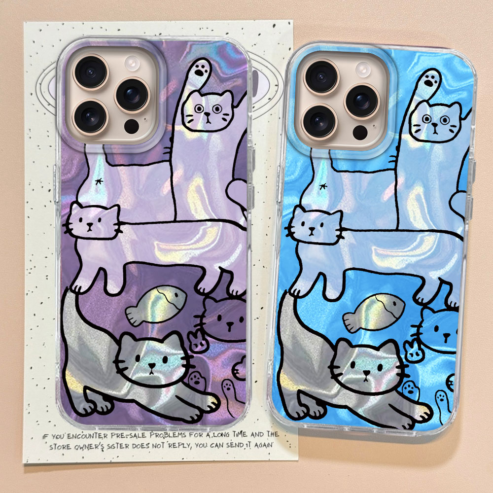 Phone Cases Purple - Purple Line Cat Fish Water Texture
