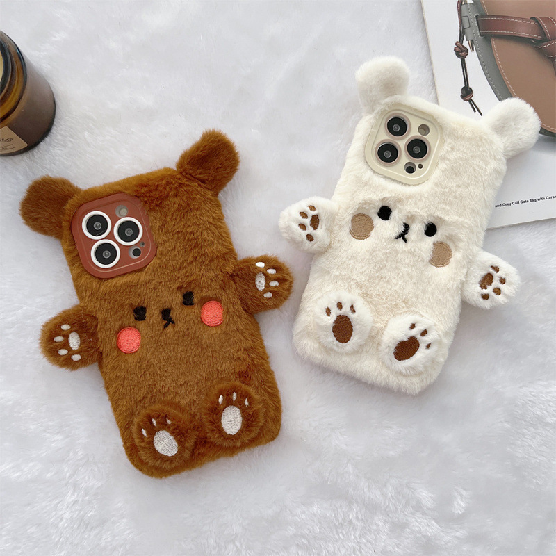 Korean 3D Cartoon Bear Fluffy  – обзор и цена Phone Cases Case