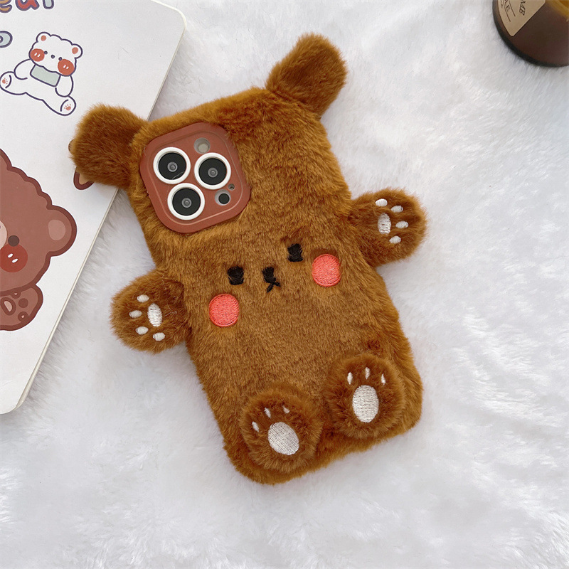 Korean 3D Cartoon Bear Fluffy  – обзор и цена Phone Cases Case