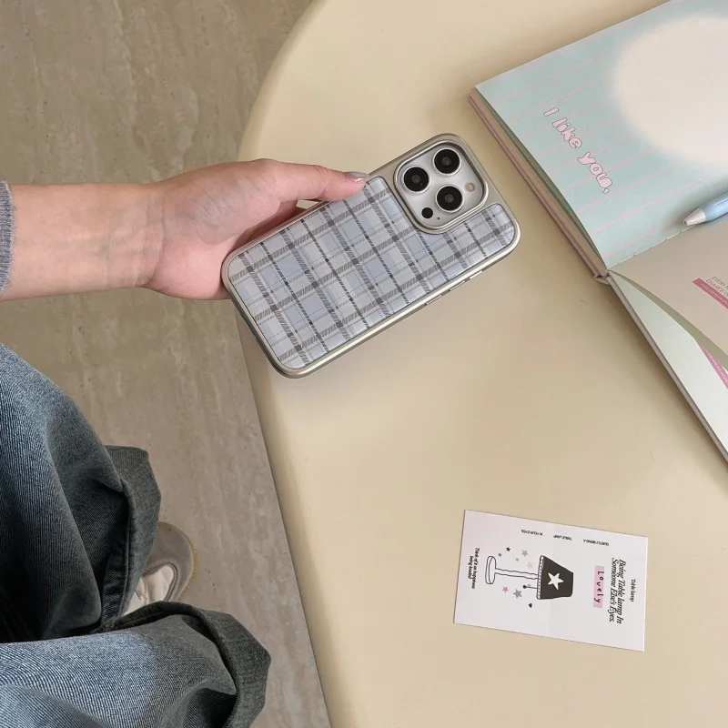 Korean Ins Epoxy Blue Plaid Pa – обзор и цена Phone Cases Y2K