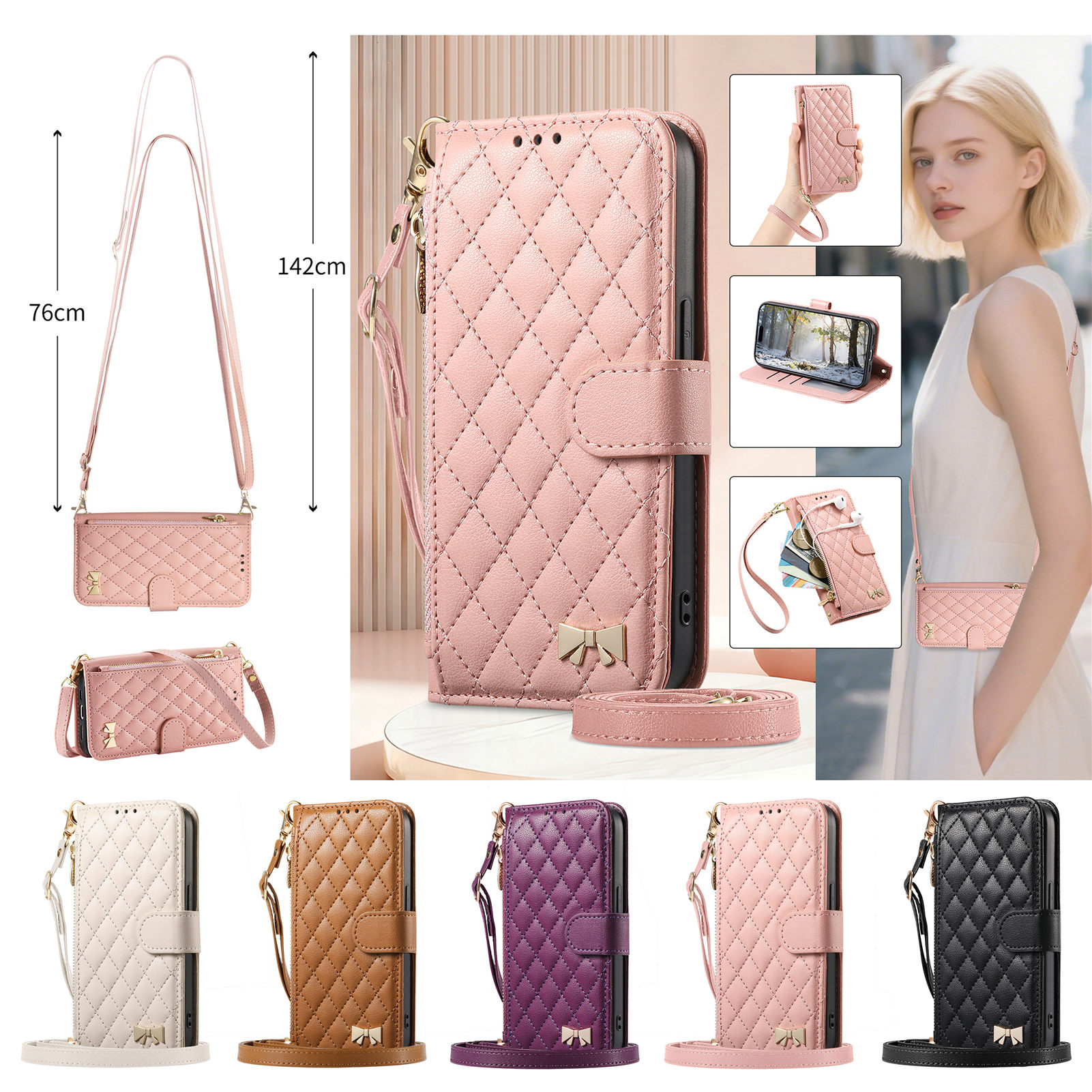 PU Leather Zipper Crossbody Wr – обзор и цена Phone Cases With Loop